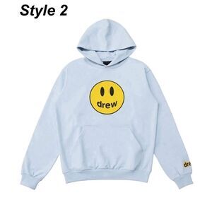 Drew Skatehouse Mascot Hoodie Light Blue Womens Large Smiley Face Justin Bieber